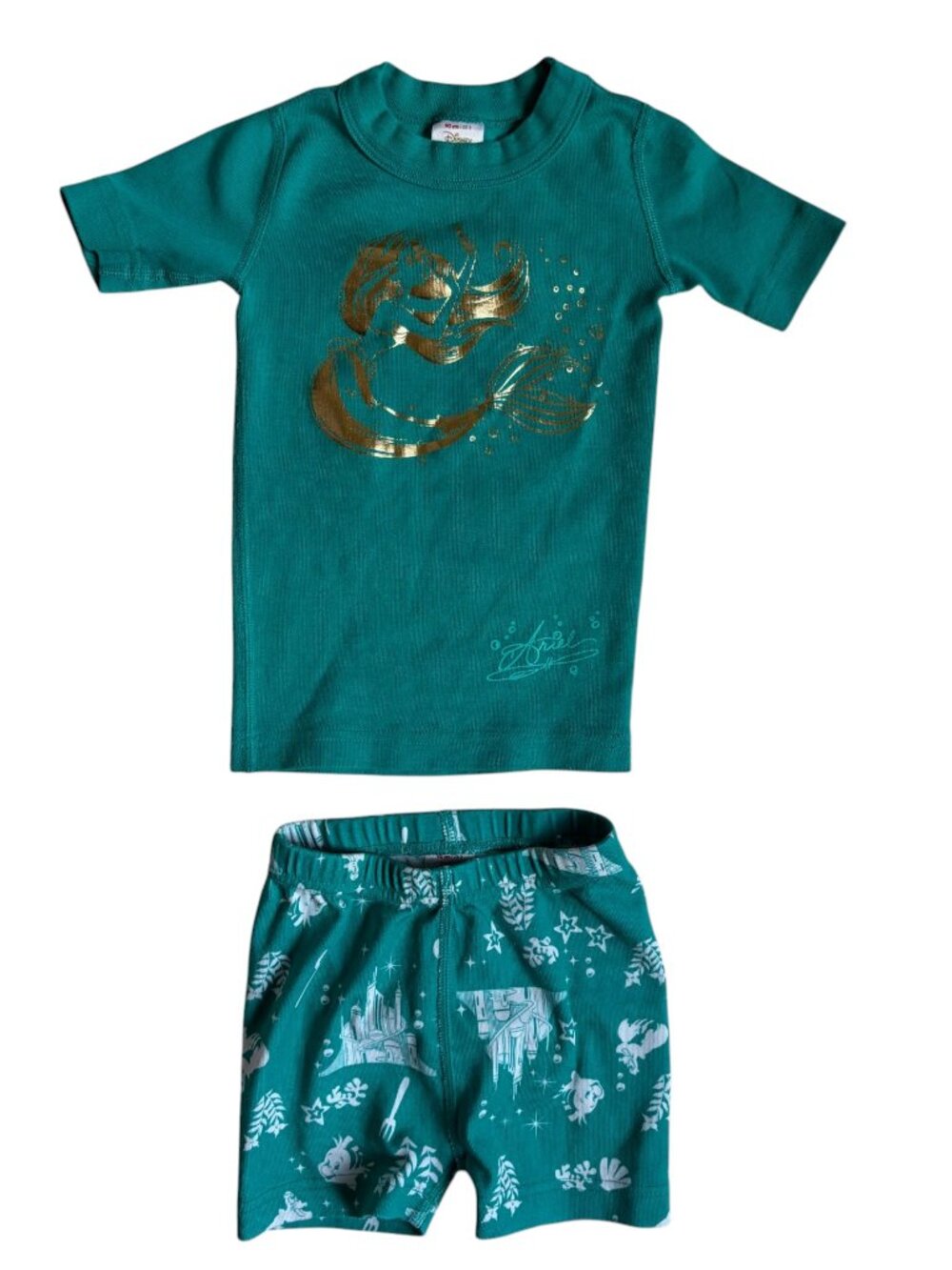 Hanna Andersson x Disney Girls' Little Mermaid Short Pajama Set (Teal) - 3T